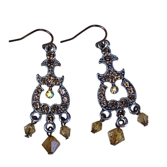 Bundle of 4 Brown Crystal & Bead Cluster Earrings Vintage Style Boho Statement - Picture 7 of 10